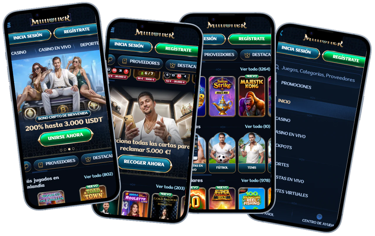 Millioner Casino versión móvil con bono cripto y juegos